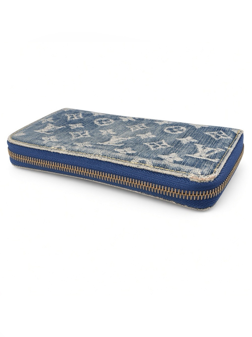 Louis Vuitton Denim Monogram Zip-Around Wallet in Distressed Blue